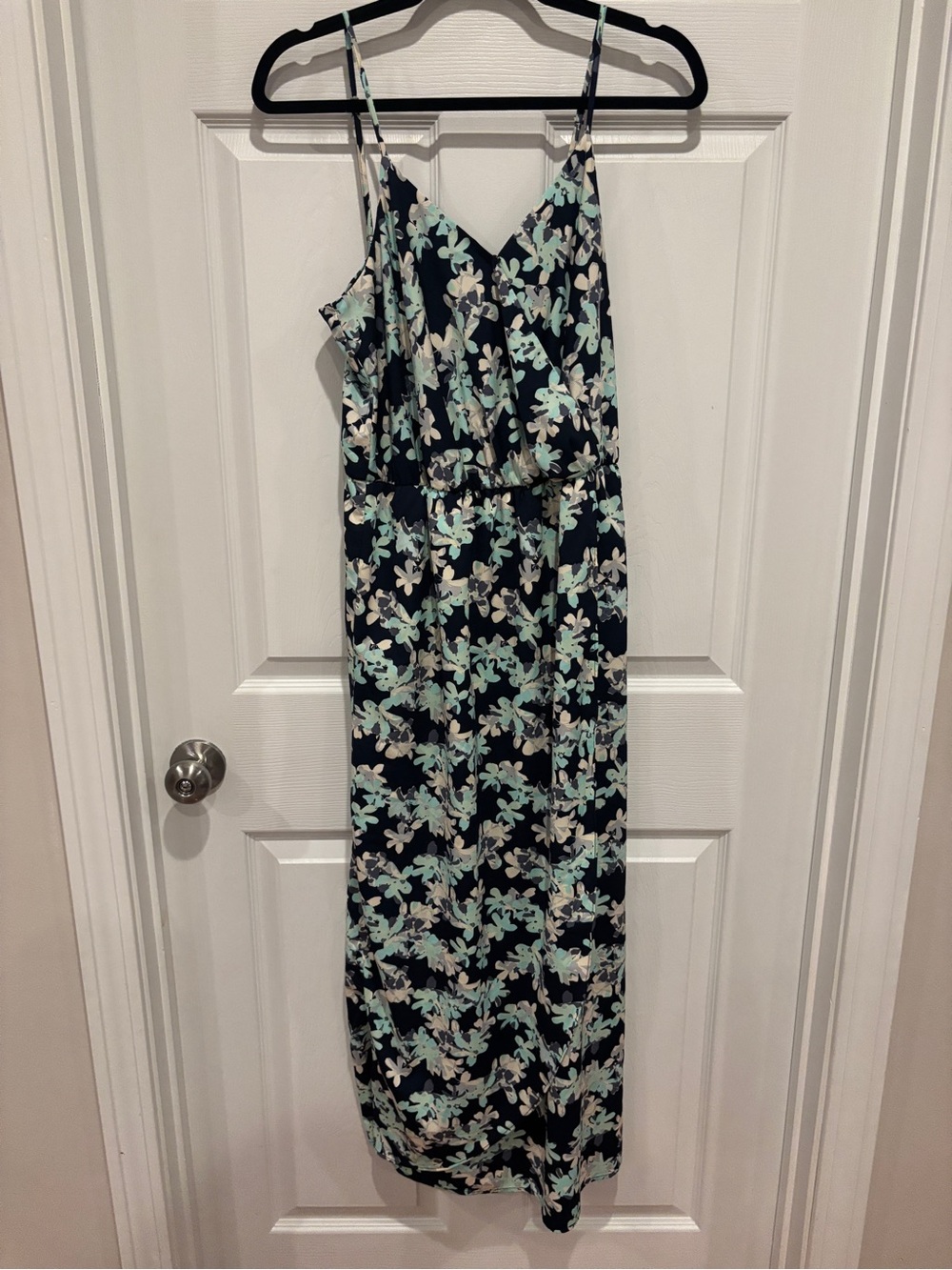 Floral Navy Maxi Dress with Mint Accents